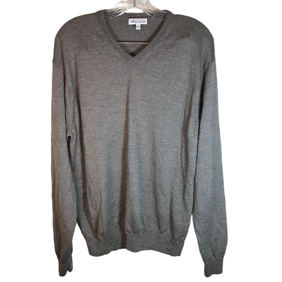 Peter Millar Other - Peter Millar V-neck sweater men XL brown merino wool blend long sleeve neutral